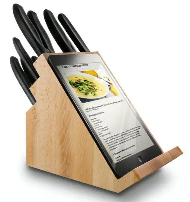 tablet holding knife block