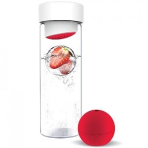glass water bottle with fruit ice ball maker
