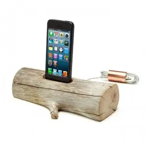 driftwood iPhone charging dock
