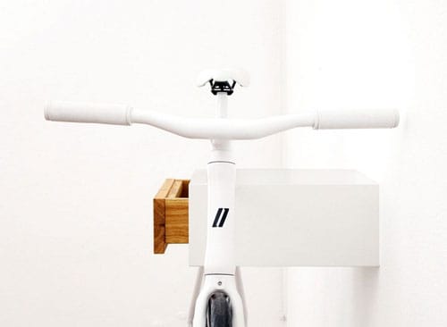 stylish white and oak bike wall rack