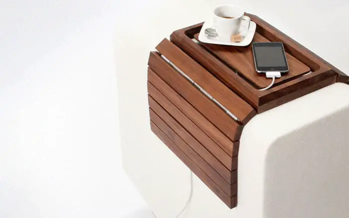Embrace couch table and charging station