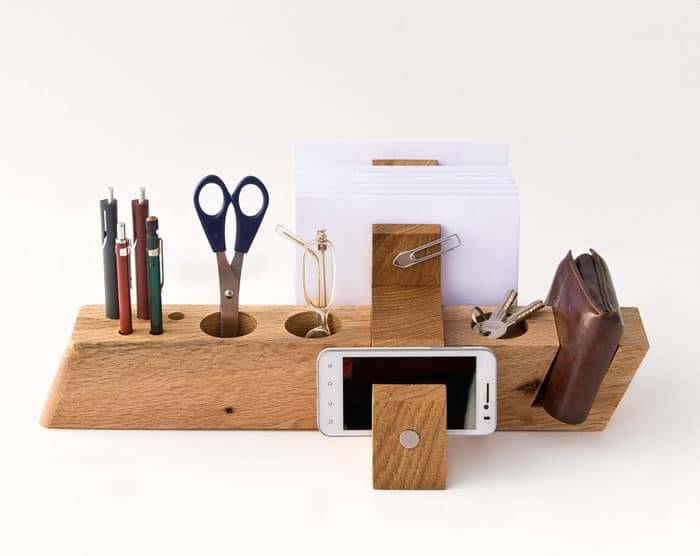 oldskool hardwood desk organizer